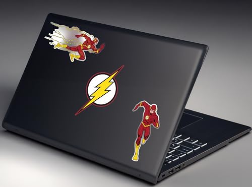 Image of Elektroplate The Flash and Logo Dynamic Car Decals Set of 3 | Officially Licensed DC Comics - Weatherproof Automotive Grade Sticker - Water Bottle, Laptop & More - Made in the USA