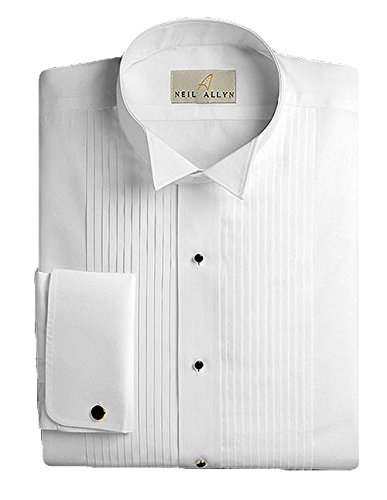 Neil Allyn Men's 100% Cotton Tuxedo Shirt, Slim Fit, 18.5 (36/37) White