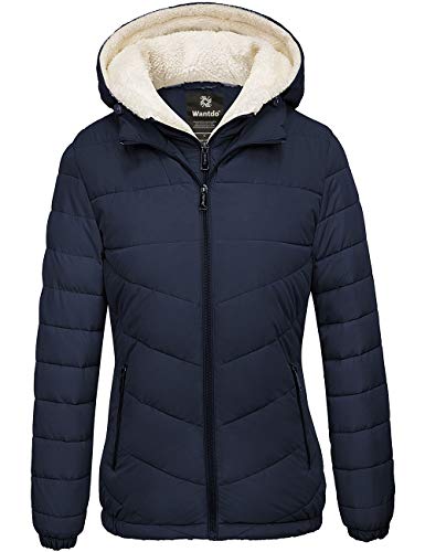 Wantdo Women's Windproof Snow Hooded Puffer Jacket Windbreaker Navy Medium