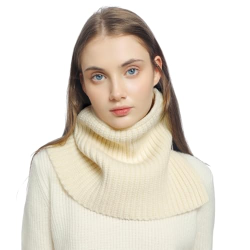SUNDSGT Winter Warm Solid Thick Knit Scarf for Women Infinity Circle Loop Scarf Shawl (White)