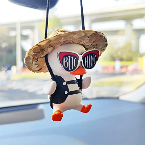 Swinging Duck Car Hanging Ornament, Car Mirror Hanging Accessories, Cute Penguin Car Decor Car Charm Rear View Mirror Accessories Car Interior Accessories, Office/Home Decor #TOP2