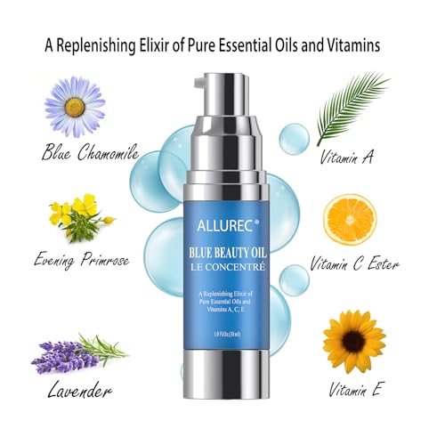 AllureC® Blue Beauty Oil Luxury Beauty Facial Moisturzing Oil for Face Lips Dry Skin Midnight Recovery Essential Oil Concentrate - Image 5