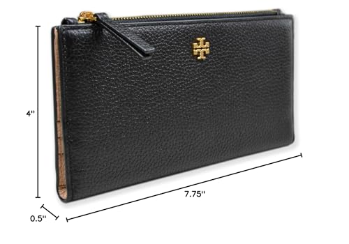 Tory Burch Womens 139540 Blake Pebble Leather Colorblock Slim Envelope Wallet, (006 Black/Sand)4