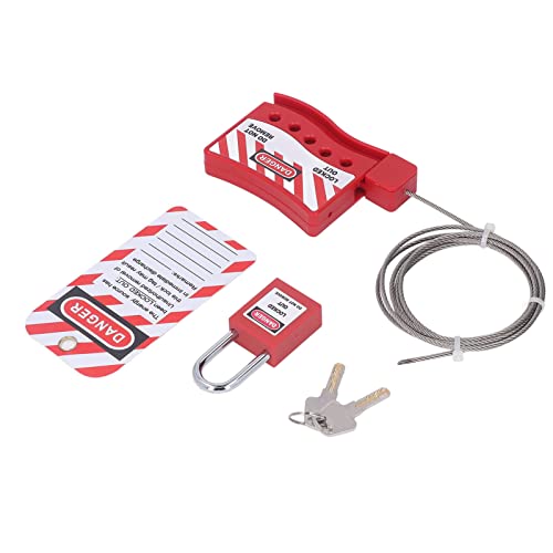 Adjustable Cable Lockout for Industry with Stainless Steel Cable Lock, Premium Grade Impact Resistant Lockout Tagout Cable Lock with Hangtag for Chemical, Electric Power, Industry