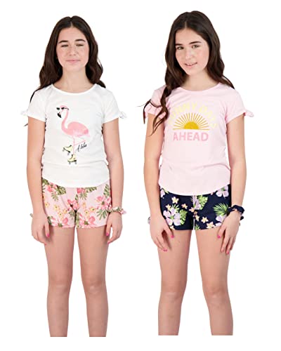 Image of Sweet Butterfly Girls Short Sets with Fashion Tops and Matching Shorts for Kids Clothing With Fun Prints Sizes 5-16