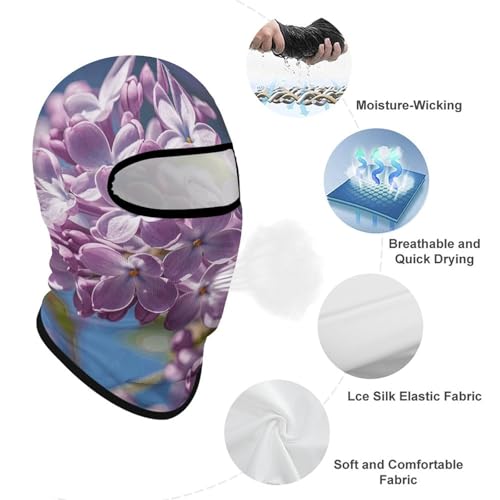 Balaclava para hombre y mujer, máscara para esquí de color lila, cubre rostro completo, ideal para ciclismo y motociclismo miniatura 3