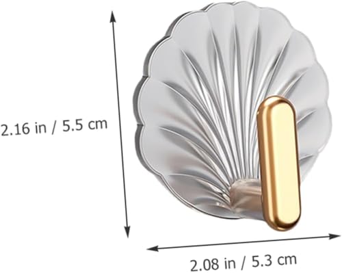 Image of Self Adhesive Gold & Silver Seashell Wall Hooks for Keys, Jewelry & Towels No-Drill Adhesive Hooks for Smooth Surfaces Hook with Magic Stiker Set of 5pcs