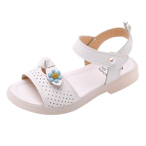 Girls Dress Sandals Kids Cute Floral Open Toe School Summer Casual Pearl Ankle Strap Princess Flat Sandal Shoes