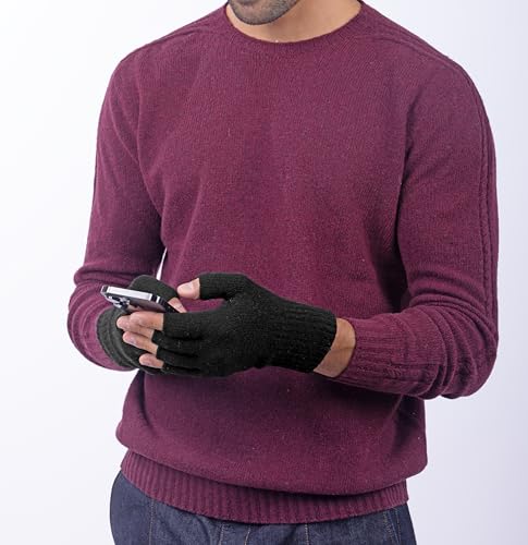 Guantes de lana y cachemira CLASSE77 para hombre sin dedos en color negro y talla única italiana 5