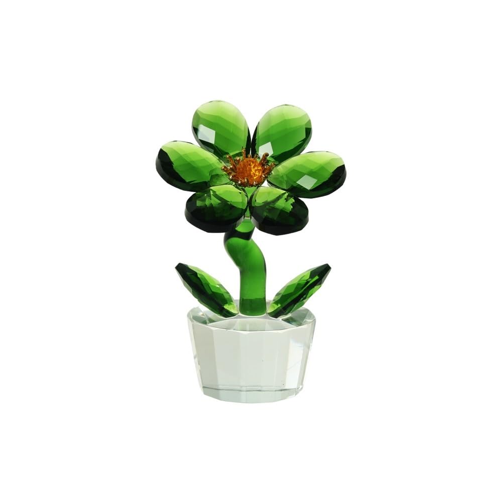 Huffa Grassgreen Artificial Sunflower Crystal Ornaments For Desktop Living Room Decor