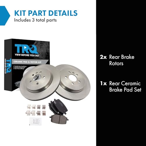 Image of TRQ Rear Brake Pad and Rotor Set Ceramic Compatible with 2013-2019 Ford Police Interceptor Utility