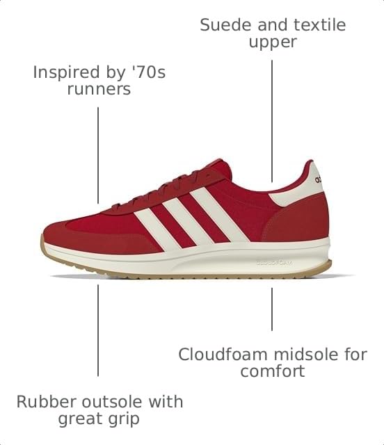 Image of adidas Mens Run 70S 2.0 Lace Up Sneakers Shoes Casual - White