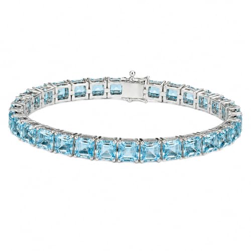Bracelet Topaze Bleue Argent 925 fini les bijoux trop grands grâce à la chaîne ajustable