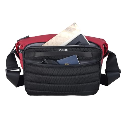 Image of Vanguard VEO Lite S7L Camera & Everyday Shoulder Bag (Red) - Fits Mirrorless Camera + Multiple Lenses, Tablet Storage, Removable Dividers, Easy-Clean Water-Resistant Design
