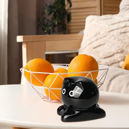 Distributeur de cure-dents chat en céramique porte-coton pour table - 4