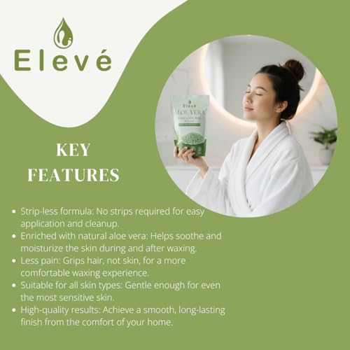 Image of Eleve Hair Removal Brazilian Wax Beans For Removing Tan, Dead Skin | For Legs, Arms, Underarms, Bikini | At Home Quick & Easy Hair Removal | For Sensitive Skin (Aloe vera)(150g)
