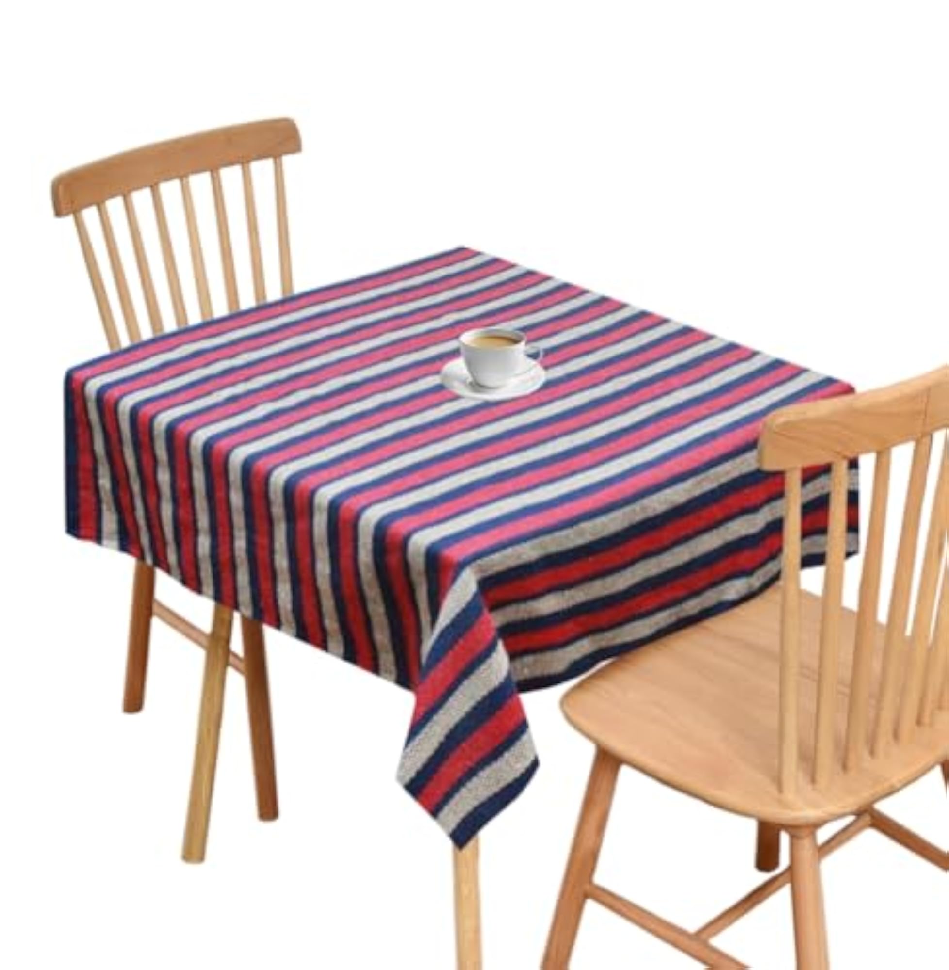 Hometex Cotton Woven Table Cloth 40 x 40 Inch, Multi Stripe