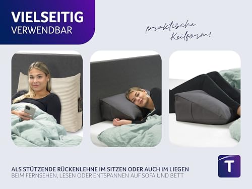 Traumnacht Cozy Rückenkissen, Lesekissen, 70x40cm, beige, Abnehmbarer,waschbarer Bezug aus gemütlichem Kord, praktisches Seitenfach, Öko-Tex Zertifiziert, produziert nach deutschem Qualitätsstandard