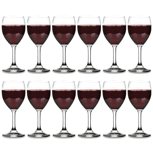Vikko 8.5 Ounce Wine Glasses, Set of 12 SMALL Wine Glasses, for Red and White Wine With Stem, Clear Glass for Wine, Thick and Durable Stemmed Glass