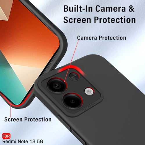 Image of TheGiftKart Liquid Silicon Back Cover Case for Mi Redmi Note 13 5G | Stylish Camera Protection Module | Micro-Fibre Lining Inside | Shockproof Back Cover Case for Redmi Note 13 5G (Silicone, Black)