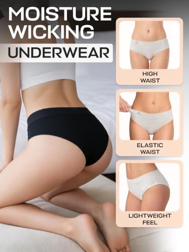 Image of Balanced Tech Moisture Wicking Underwear for Women, Seamless Workout Hipster Brief Bikini Panties