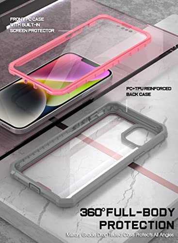 Coque iPhone 14 Poetic Guardian rose et transparente intégrale - 3