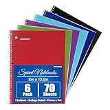 Mintra Office Spiral Notebooks, Wirebound, Journals for School, Work, Business, Aesthetic Stationery, Writing Pads, Teacher & Student Supplies (6, Solid Color, College)