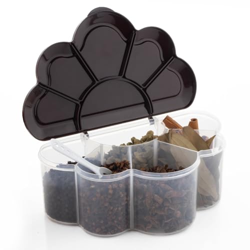 Image of HomeWiz 6 Section Masala Box Cloud Shape 1600ml | BPA-Free Large Airtight Masala Dabba | Food Grade Transparent Spice Container For Kitchen | Masala Container Set | For Spices & Dry Fruits