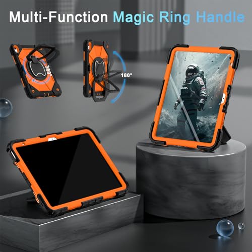 Image of Auizotl Case for iPad (A16) 11th Generation 11 Inch (2025) /iPad 10th Generation 10.9 Inch (2022) with Screen Protector /Rotating Stand,Military Grade Shockproof i Pad Case 10th Generation,Orange