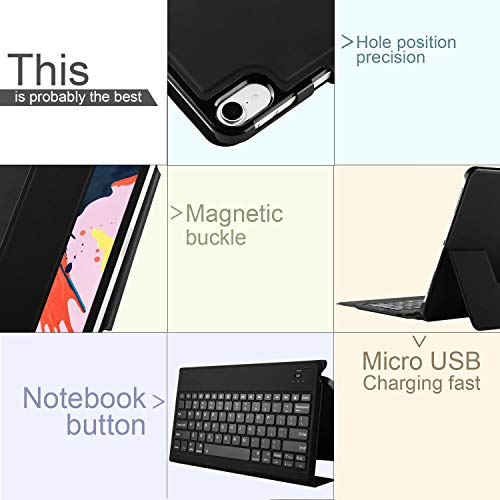 IVSO Case with Keyboard for ipad pro 12.9 2018-3rd Gen One-Piece Wireless Keyboard Stand Case Cover Auto Wake Sleep Apple Pencil Charging Supported Fit for Apple ipad pro 12.9 2018 (Black) - Thumbnail 6
