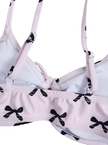 Image of COZYEASE Girls' 2 Piece Ditsy Floral Print Knot Front Ruched Triangle Bikini Swimsuit