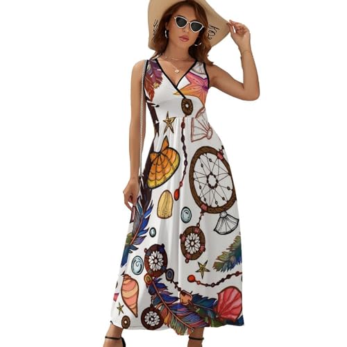 Robe longue d'été attrape-rêves au drapé fluide et finitions soignées de plage