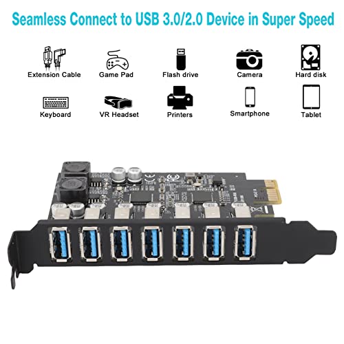 PCIE to USB 3.0 7 Ports Expansion Card,USB 3.0 Superspeed 5Gbps Front Expansion Card, PCIE USB Add in Card - Image 4