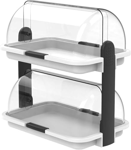 Materiali di alta qualità: Realizzata in polistirolo cristallo, polipropilene e ABS, materiali riciclabili e BPA free, garantendo sicurezza e durata nel tempo. Design funzionale: Dotata di doppia apertura con cupole trasparenti per una visibilità ottimale e un facile accesso agli alimenti.