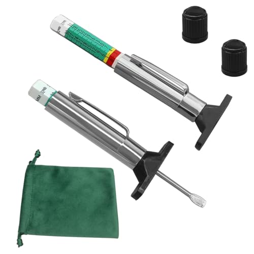 Image of 2PCS Car Tire Tread Depth Gauge Kit, Tire Thread Depth Meter Tool Color Coded with Portable Bag and 2 Valve Caps, 1'' Within 1 /32 Inch Accuracy, Universal Car Accessories for Car, Truck, SUV