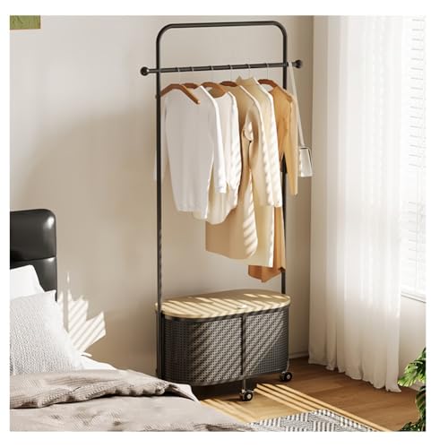 Portant à vêtements mobile Blanc-B avec boîte de rangement | Penderie 58x30x172 cm