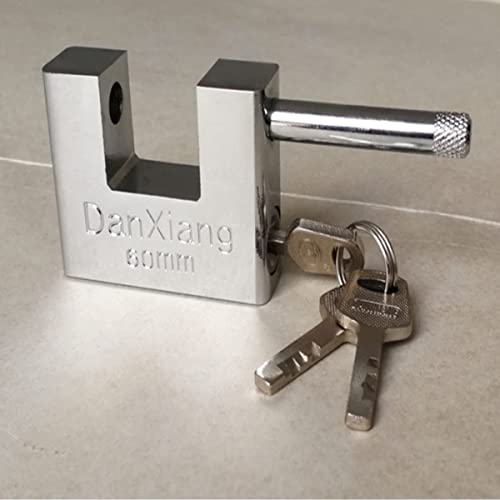 D-Shaped Heavy Duty Security Padlock with 3 Keys,Hardened Solid Steel Hardware Monoblock Lock ,8mm Thick Shackle for Garages,Containers,Sheds, Lockers,Gates and Warehouse Protection Locks