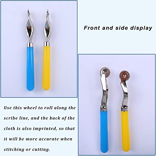 Image of Lunarm Tracing Wheel Sewing Tool 2pcs Steel Needle Point Tracing Wheel | Random Color, Professional Sharp Stitch Marking Spacer for Arts, Leather Crafts Quilting, Transferring Patterns,Dressmaking