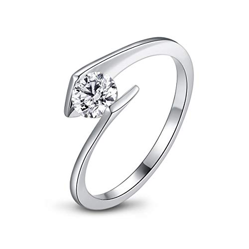 AINUOSHI Bagues, bagues de fiançailles, bagues en Argent Sterling, bagues en Argent Sterling 925, bagues de 0,5 Carat, bagues Rondes, bagues en Zircon Cover
