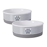 Bone Dry Paw & Patch Ceramic Pet Collection, Medium Set, 6x2', Gray, 2 Piece