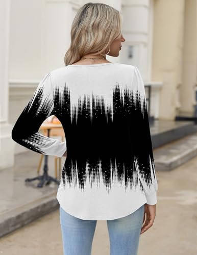 Image of Zeagoo Womens Long Sleeve Tops Fall V Neck Shirt Casual Pleated Tunic Top