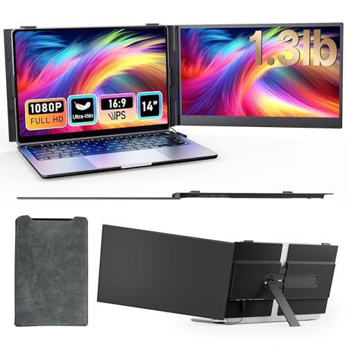 Image of BOSII Laptop Screen Extender Portable - Ultra-Thin 14 inch FHD Dual Extended Monitor Display Travel Work for 14-17 inch Laptops Compatible with Windows /Mac