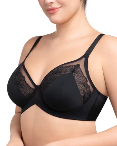 Image of HSIA Minimizer Bras for Women Enchante Lace Underwire Bra for Heavy Breast | Full Coverage, Breathable in Summer, Plus Size, Supportive, Unlined, Lifting, Back Fat Smoothing, Offer Natural Shape, Soft