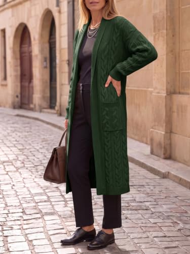 Image of Womens Long Sleeve Cardigan Sweaters Oversized Open Front Maxi Coat | Trendy Casual,Lapel,Knitted Coatigan,Soft Warm,Overcoat Pocket,2026 Fall Winter,Work Office,Going Out