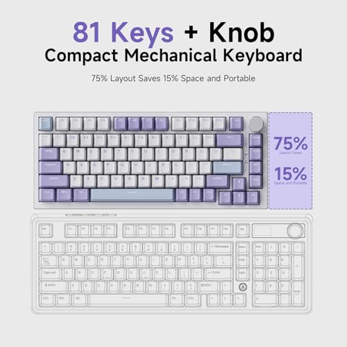 Image of DAIDAI Ajazz AK820 75% Wired Gasket Mechanical Gaming Keyboard with Volume Knob - South Facing LED - Poron Foam - PBT Keycaps - Programmable RGB Hot Swap Keyboard