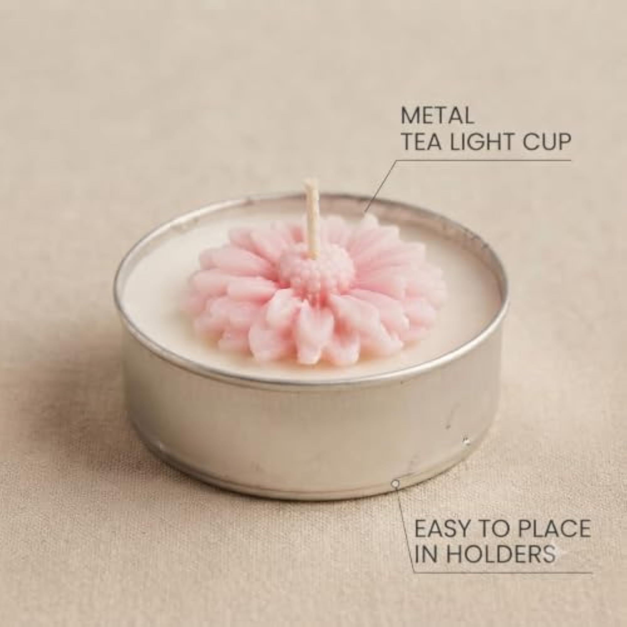 Pink & White Flower SOYA Wax Tea Light Candle