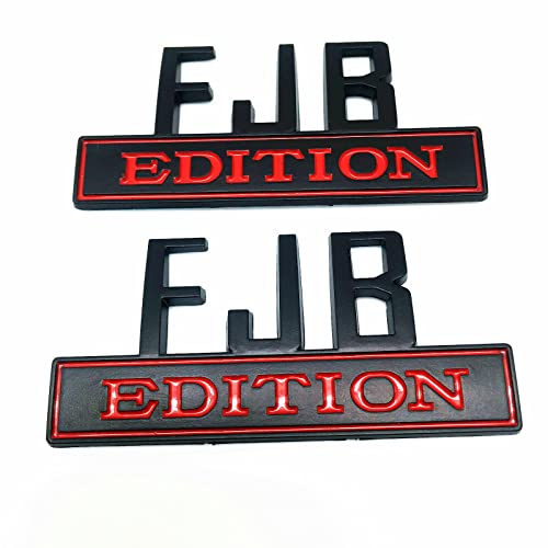 Image of 2PCS FJB Edition Emblem 3D Letters Badge Truck Adhesive Conservative Stickers, Funny Decals Adhesive Letters Fit for Vehicle, Truck, SUV, Door Decoration (Black Red)