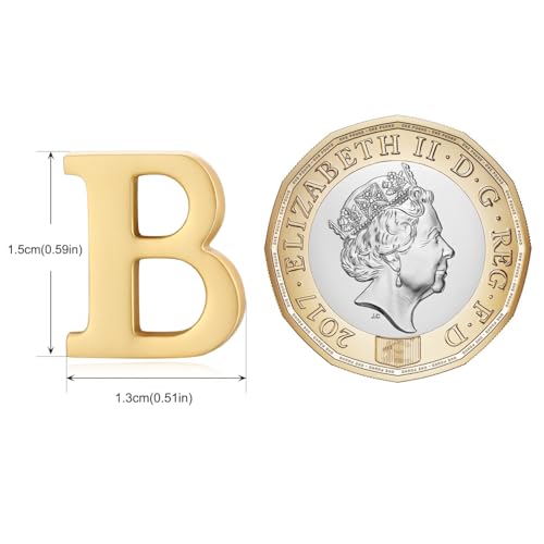 Image of HONEY BEAR Mens Womens Initial Alphabet Letter Lapel Pins Collar Badge Brooches for Business Wedding Graduation Gift Matte Gold 0.59 inches