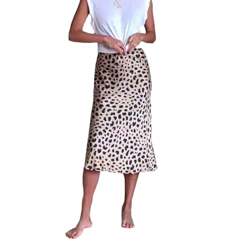 Women's Summer Midi Satin Skirt Dressy Casual High Waisted A Line Flowy Ruffle Elegant Party Skirts