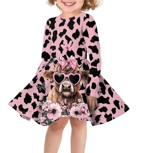 Girls Dress Little Kid Casual Dresses Long Sleeve Swing Dresses 3-14T3